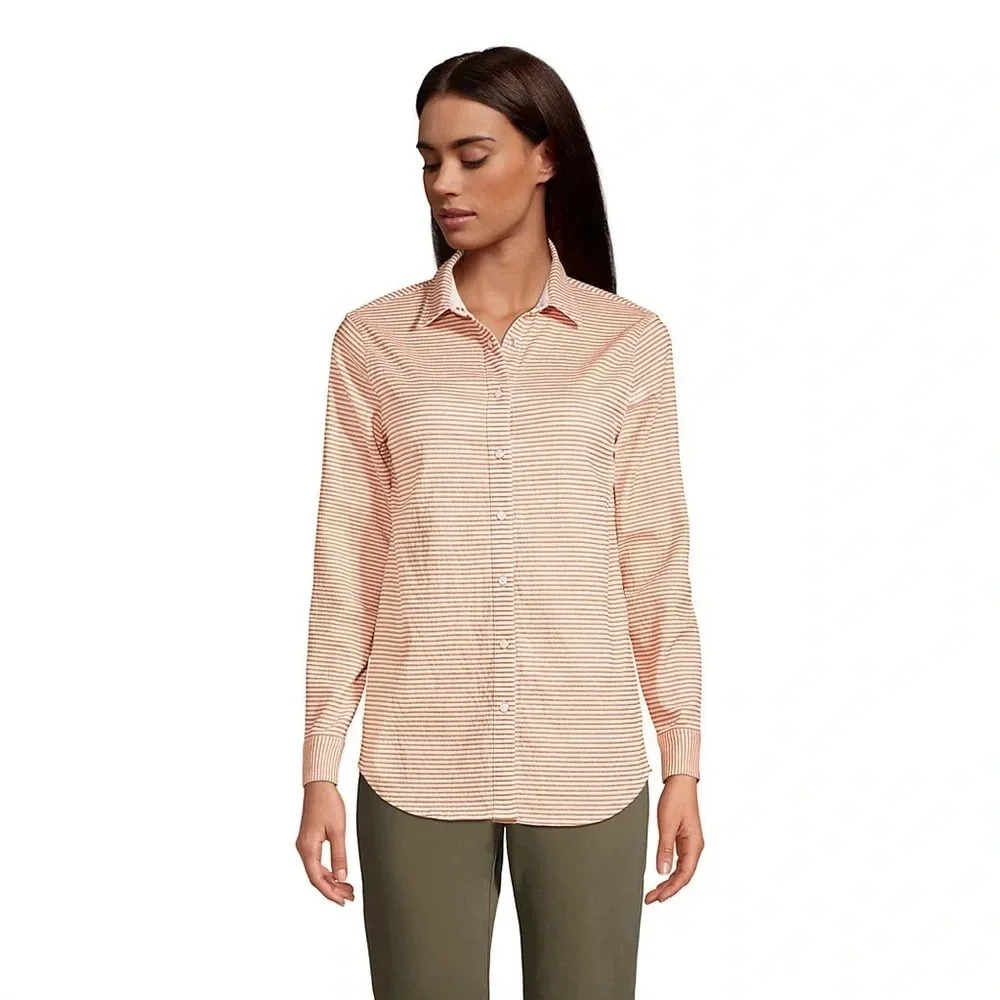 Lands’ End Women's Reversible Boyfriend Fit Long Sleeve Tunic Top